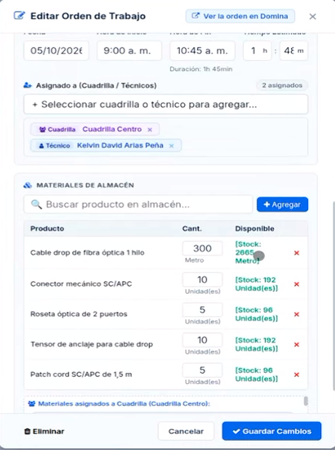 Ordenes de trabajo y reportes operativos